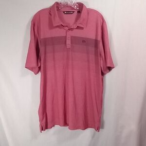 Travis Matthew Red Horizonal Striped Quarter Button Golf Polo Size XL